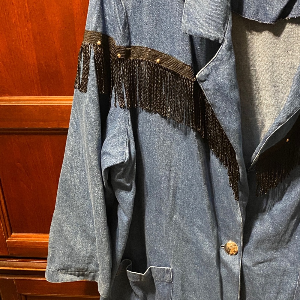 Bonjour Denim Jacket with Fringe Detail size 3X 100% cotton - Picture 7 of 15